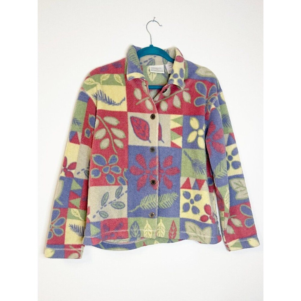 Vintage Susan Bristol Floral Patchwork Fleece Jacket Cottagecore Colorblock M